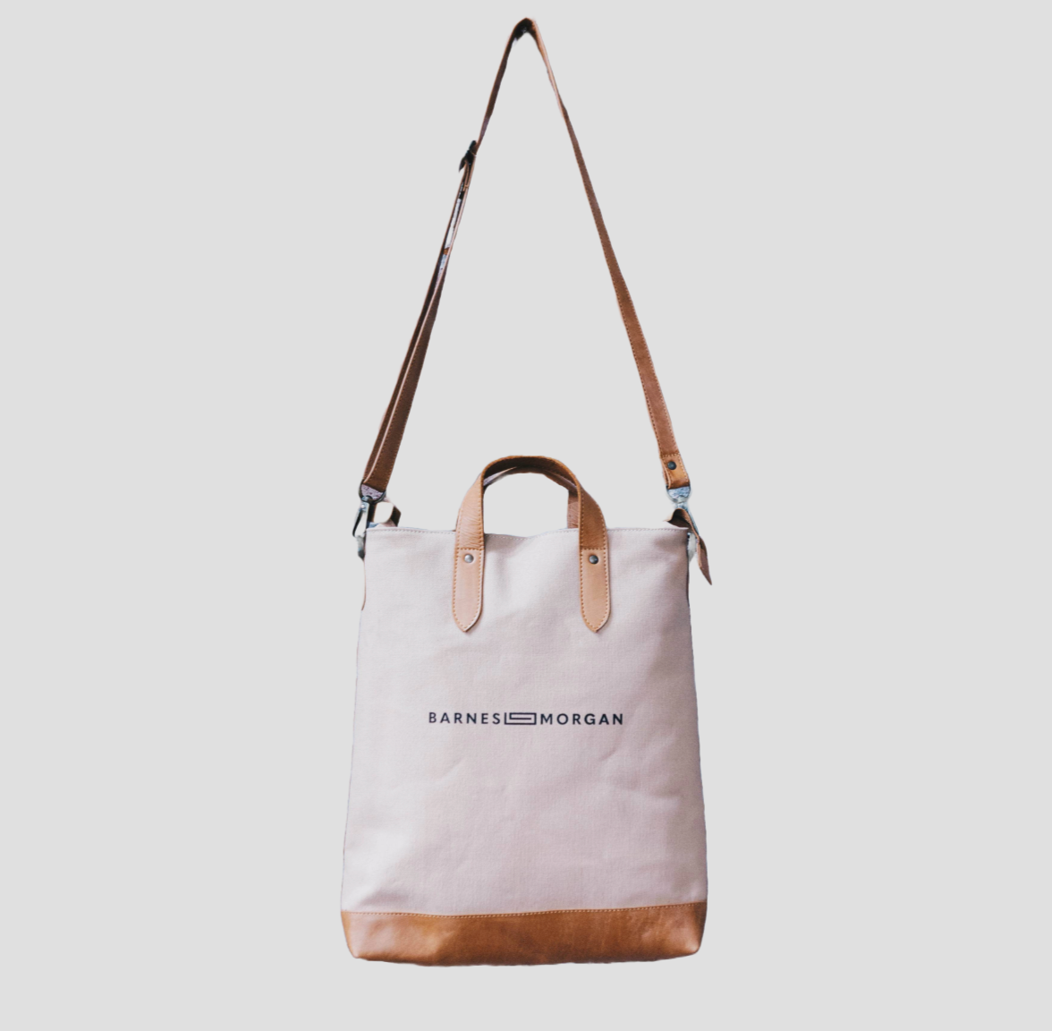 The Old Town Tote - Beige Canvas Cognac Leather