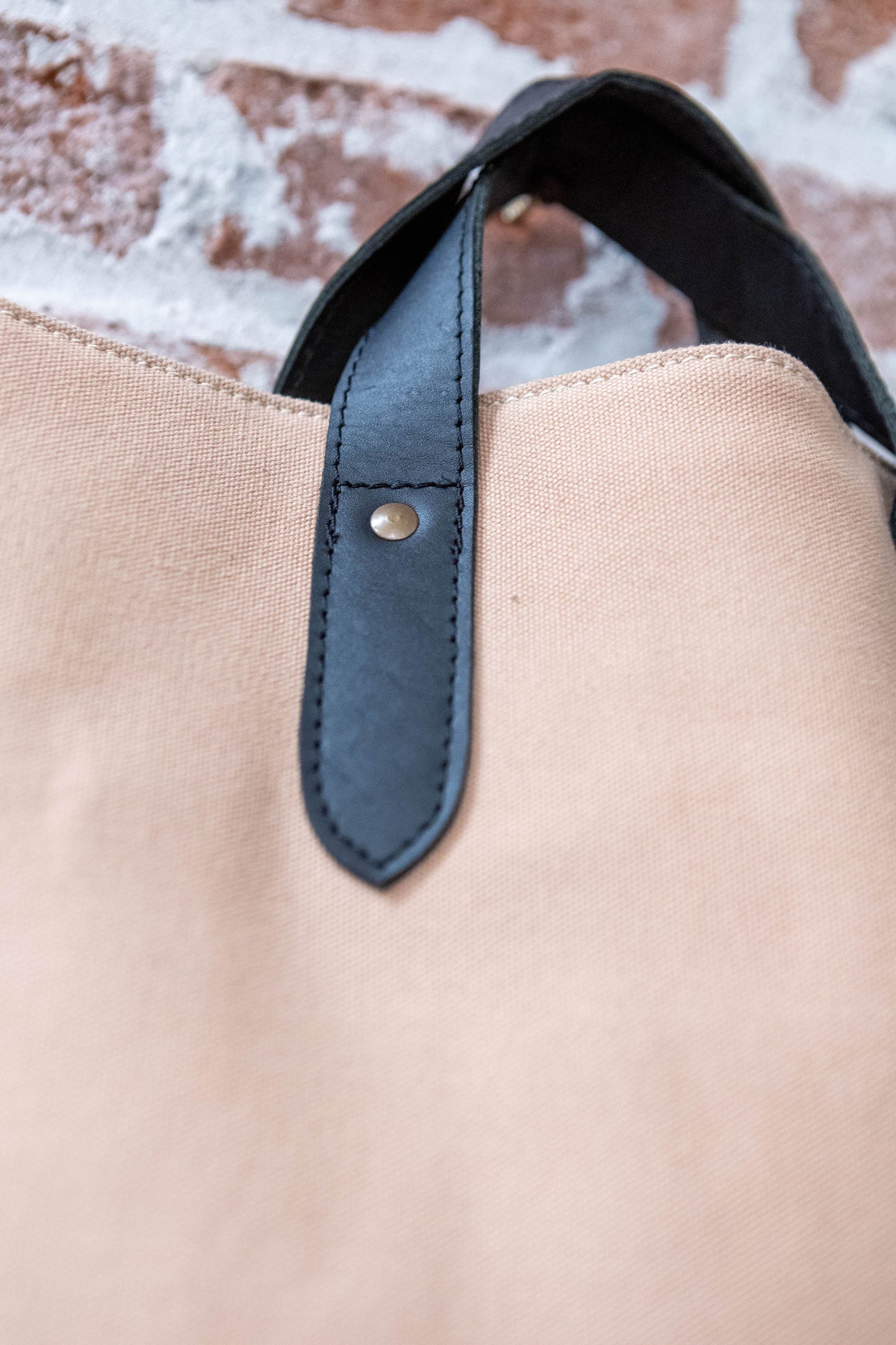 The Old Town Tote - Beige Canvas Black Leather