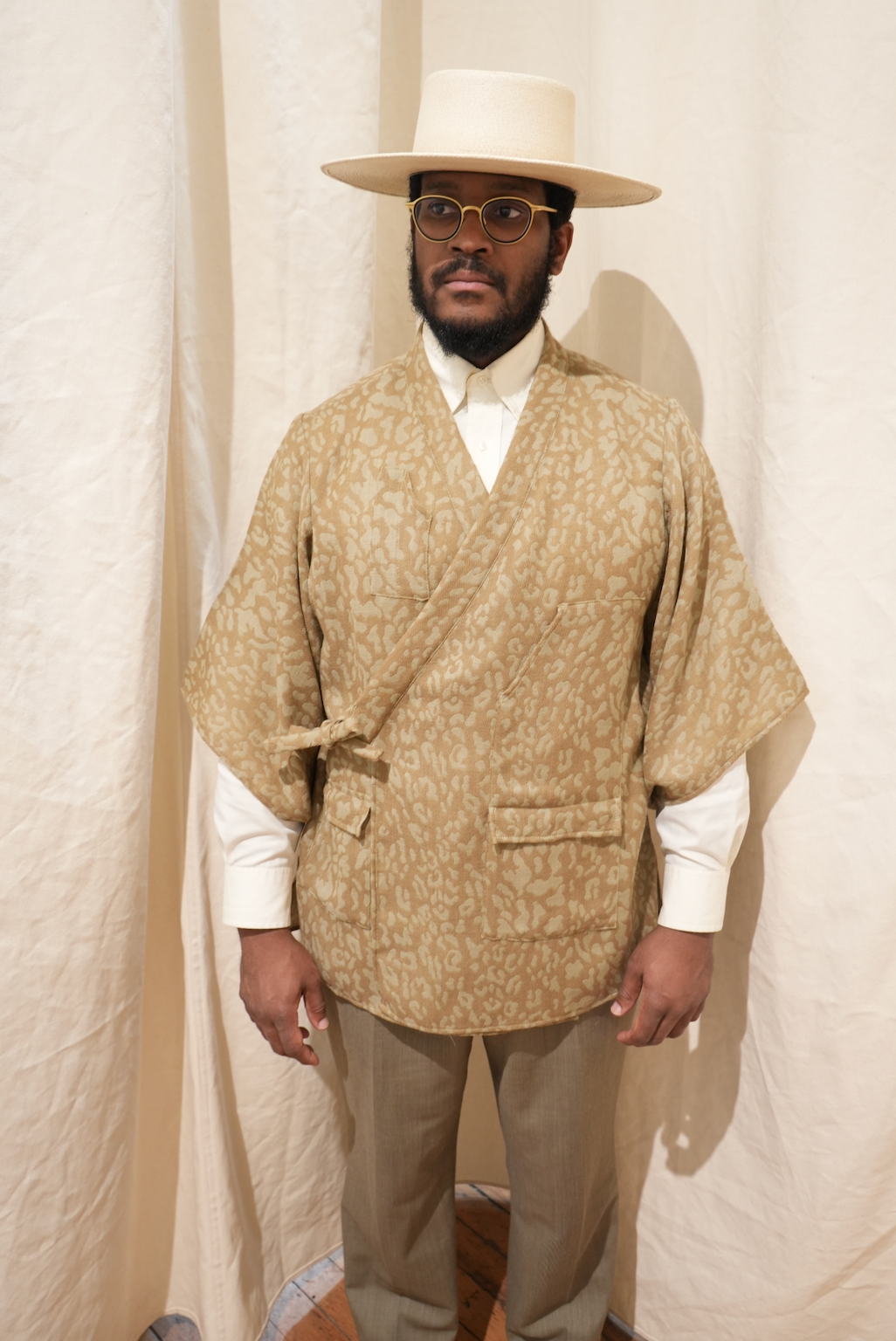 Kimono Sleeved Smock - Green Leopard