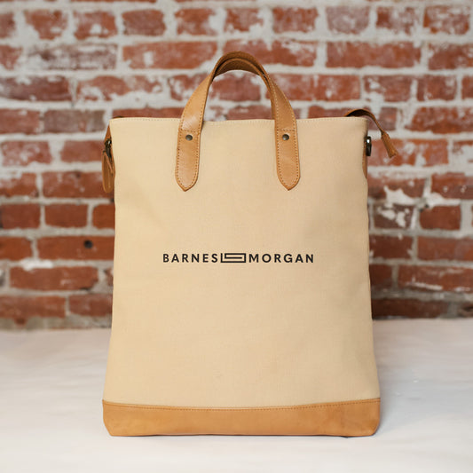 The Old Town Tote - Beige Canvas Cognac Leather