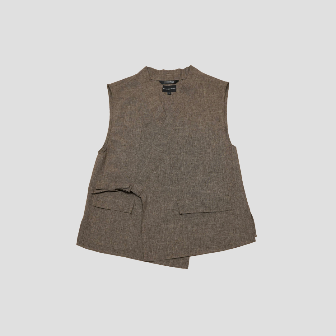 Smock Waist Vest - Brown Suiting