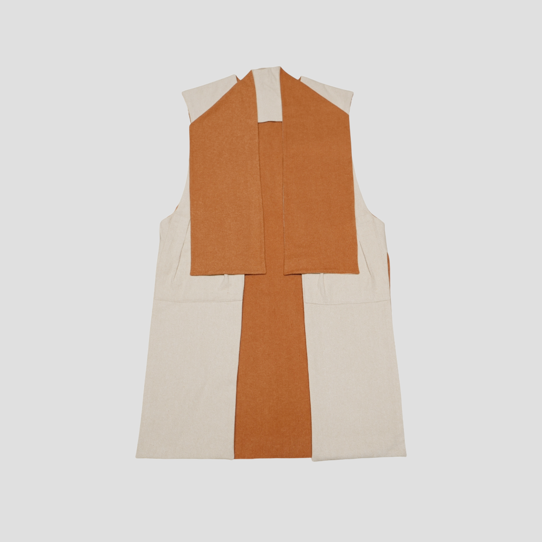 Double-Sided Long Vest - Orange/Sail