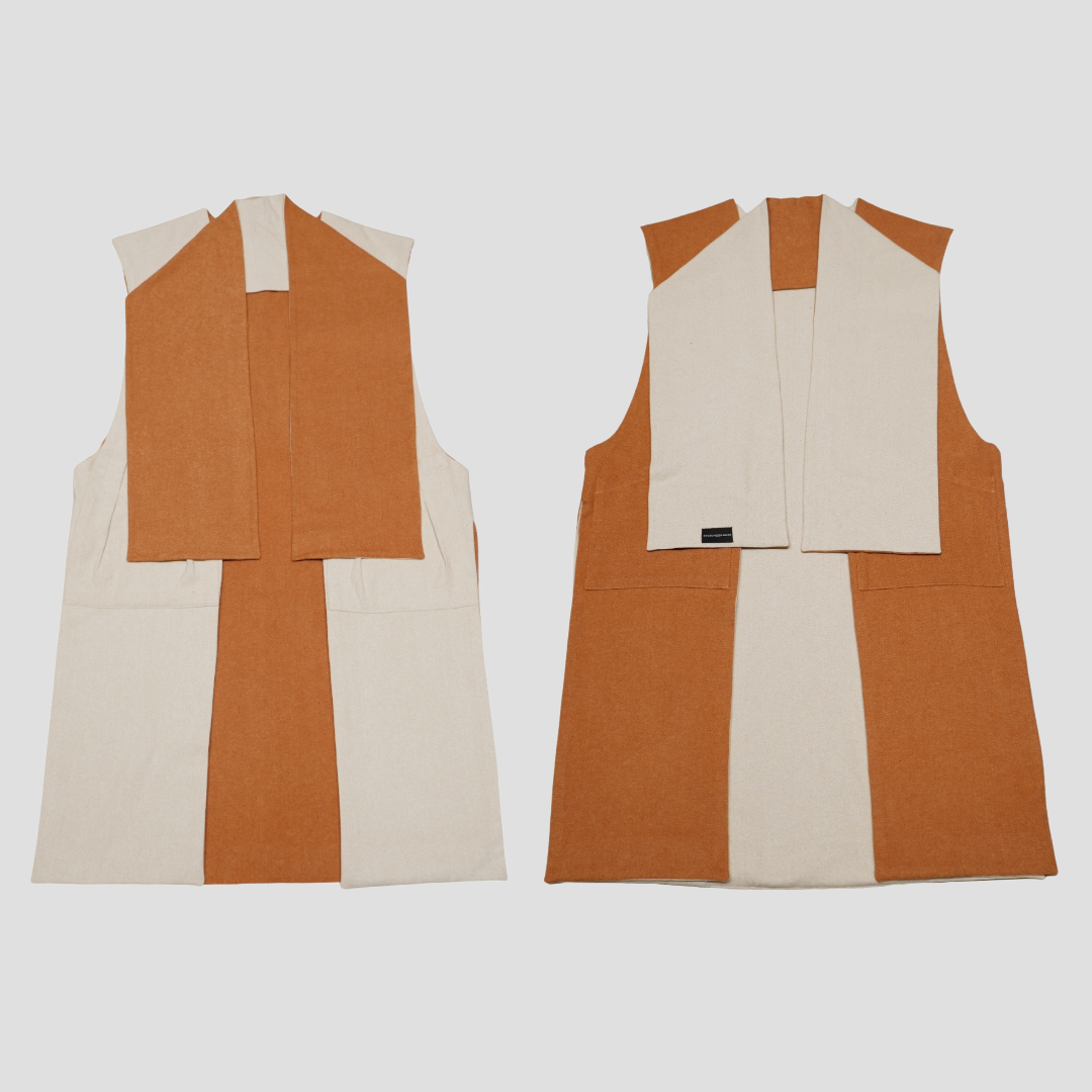 Double-Sided Long Vest - Orange/Sail