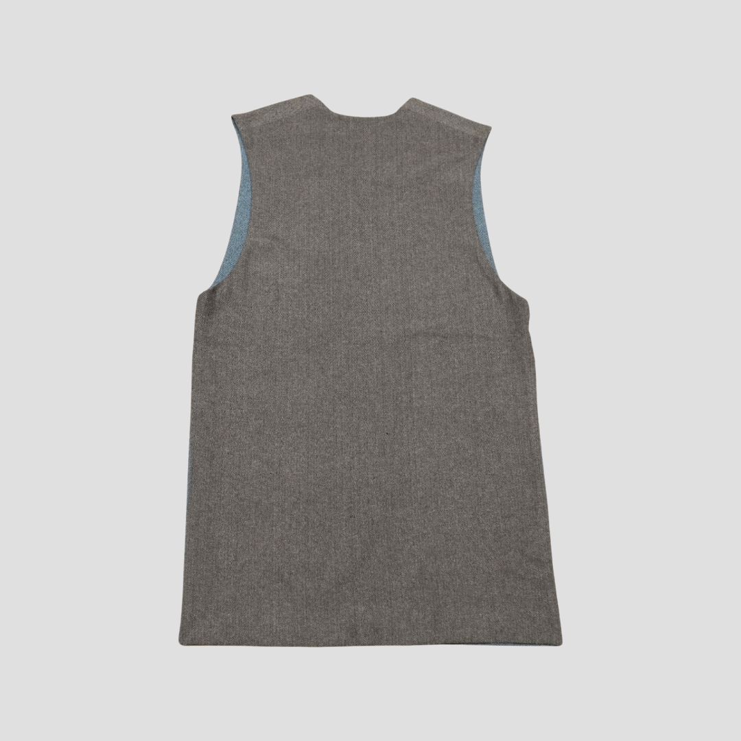 Double-Sided Long Vest - Blue/Gray