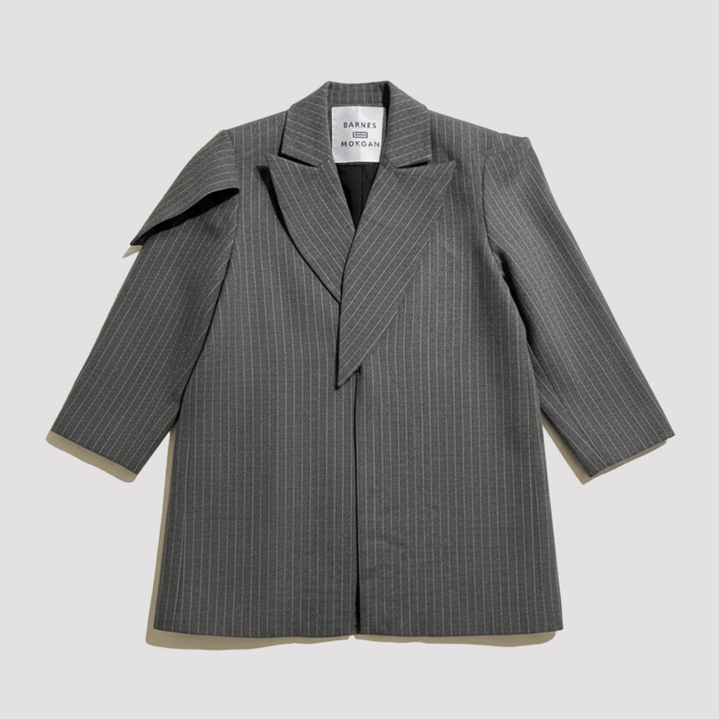 Pinstriped Tailored Blazer in Graphite