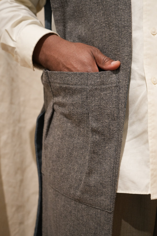 Double-Sided Long Vest - Blue/Gray