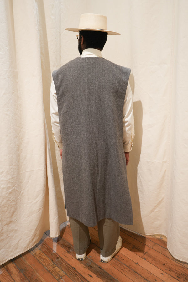 Double-Sided Long Vest - Blue/Gray