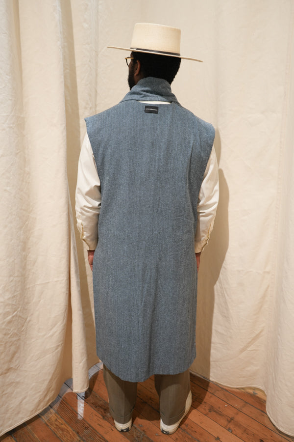 Double-Sided Long Vest - Blue/Gray