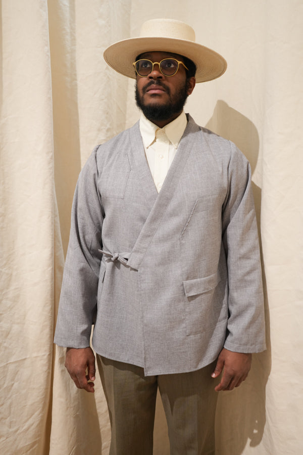 Long Sleeved Smock - Gray Heather Suiting