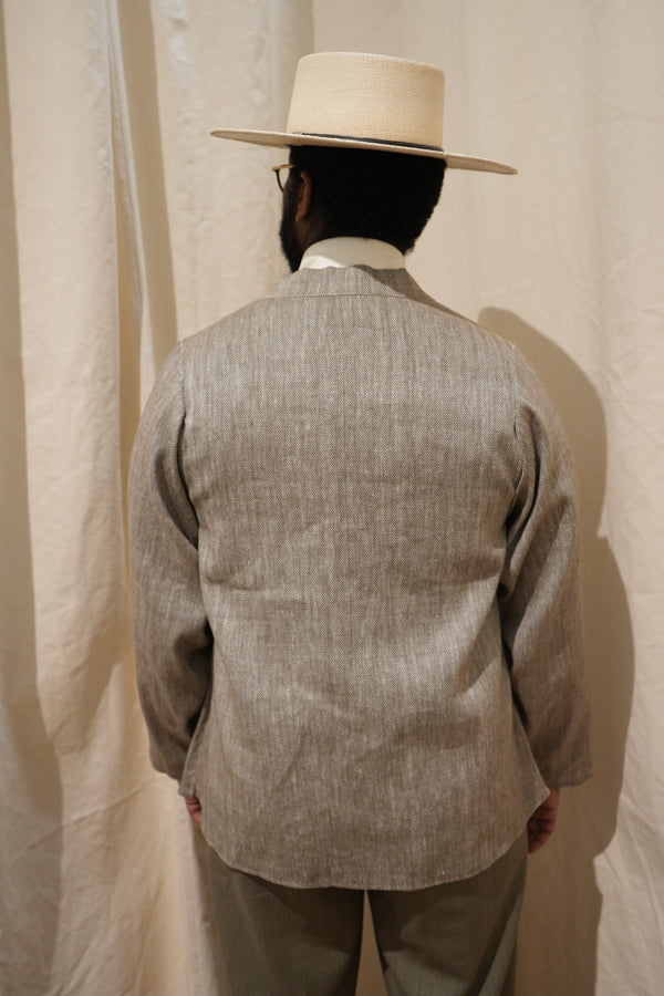 Long Sleeved Smock - Tan Herring Bone