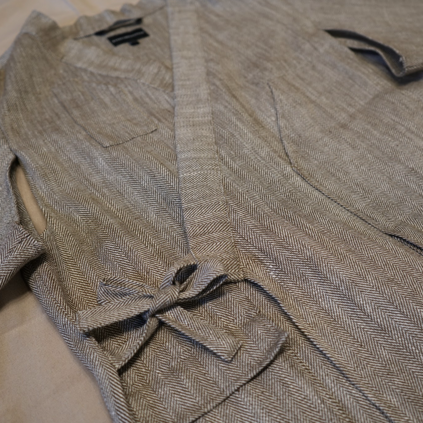 Long Sleeved Smock - Tan Herring Bone